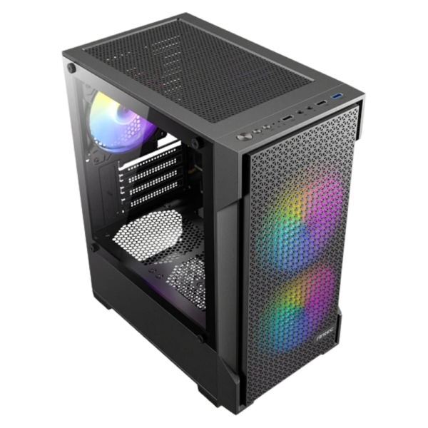 Gabinete Gamer Antec VX100M ARGB – Mini Tower Micro ATX con 3 Ventiladores RGB y Vidrio Templado