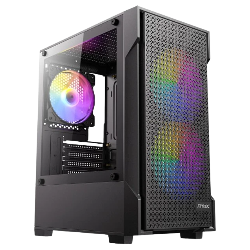 Gabinete Gamer Antec VX100M ARGB – Mini Tower Micro ATX con 3 Ventiladores RGB y Vidrio Templado